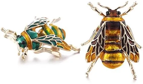 Fashion Natural Insect Animal Enamel Brooches Bee Bumble Bee Spider Alloy Pins Vintage Jewelry