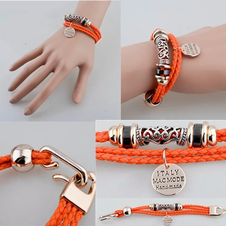 Fashion Vintage Rope Charm Bracelets For Woman Jewelry Leather Bracelets & Bangles