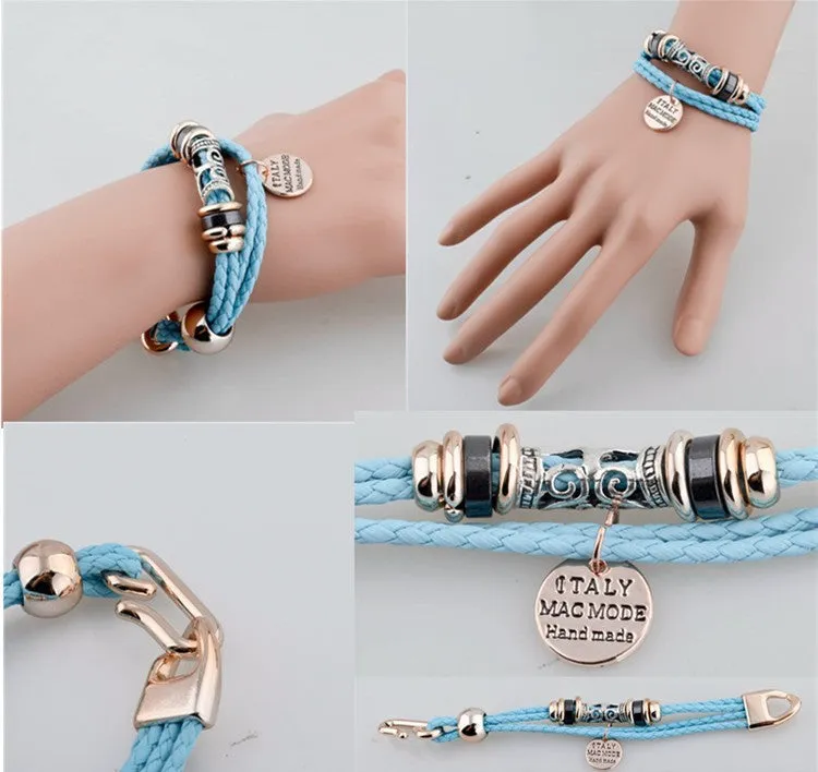 Fashion Vintage Rope Charm Bracelets For Woman Jewelry Leather Bracelets & Bangles