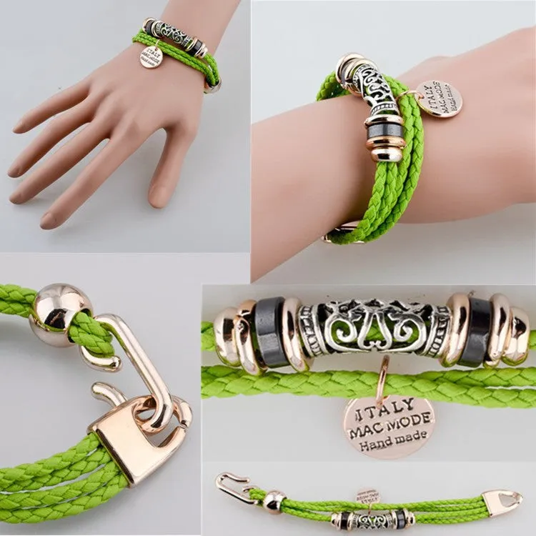 Fashion Vintage Rope Charm Bracelets For Woman Jewelry Leather Bracelets & Bangles