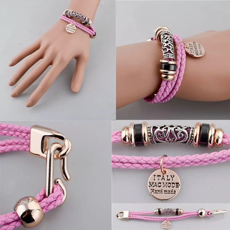 Fashion Vintage Rope Charm Bracelets For Woman Jewelry Leather Bracelets & Bangles