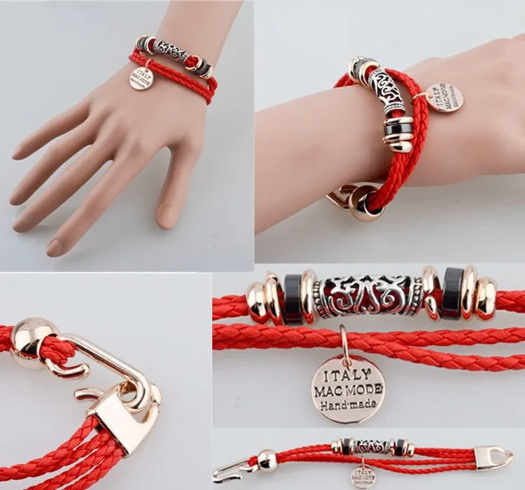 Fashion Vintage Rope Charm Bracelets For Woman Jewelry Leather Bracelets & Bangles