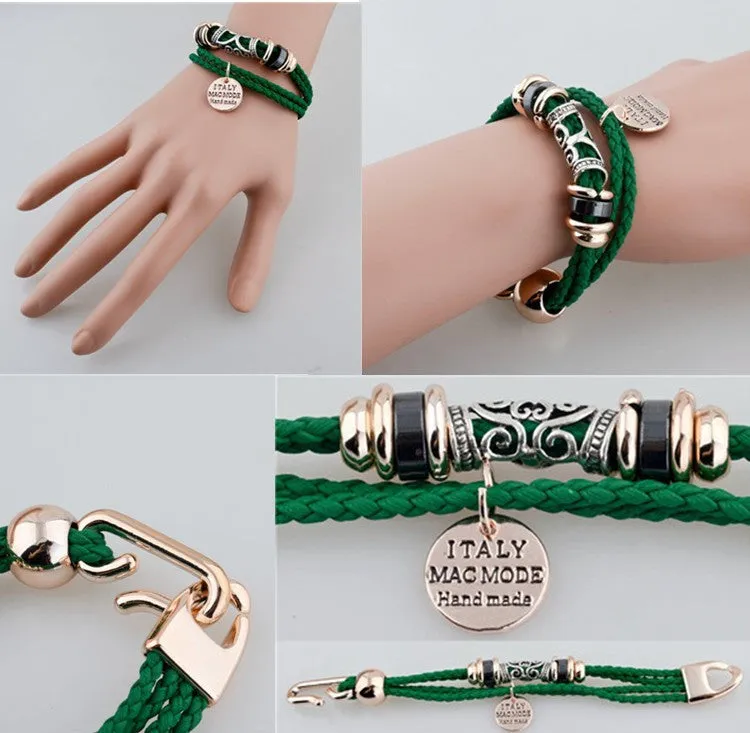 Fashion Vintage Rope Charm Bracelets For Woman Jewelry Leather Bracelets & Bangles
