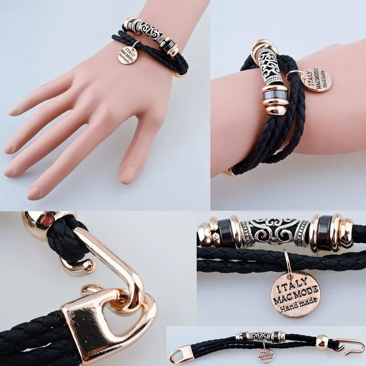 Fashion Vintage Rope Charm Bracelets For Woman Jewelry Leather Bracelets & Bangles