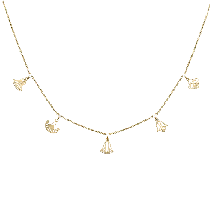 Five Flower Necklace with diamonds