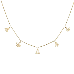 Five Flower Necklace with diamonds