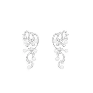 Flower Drop Earrings with Pearls