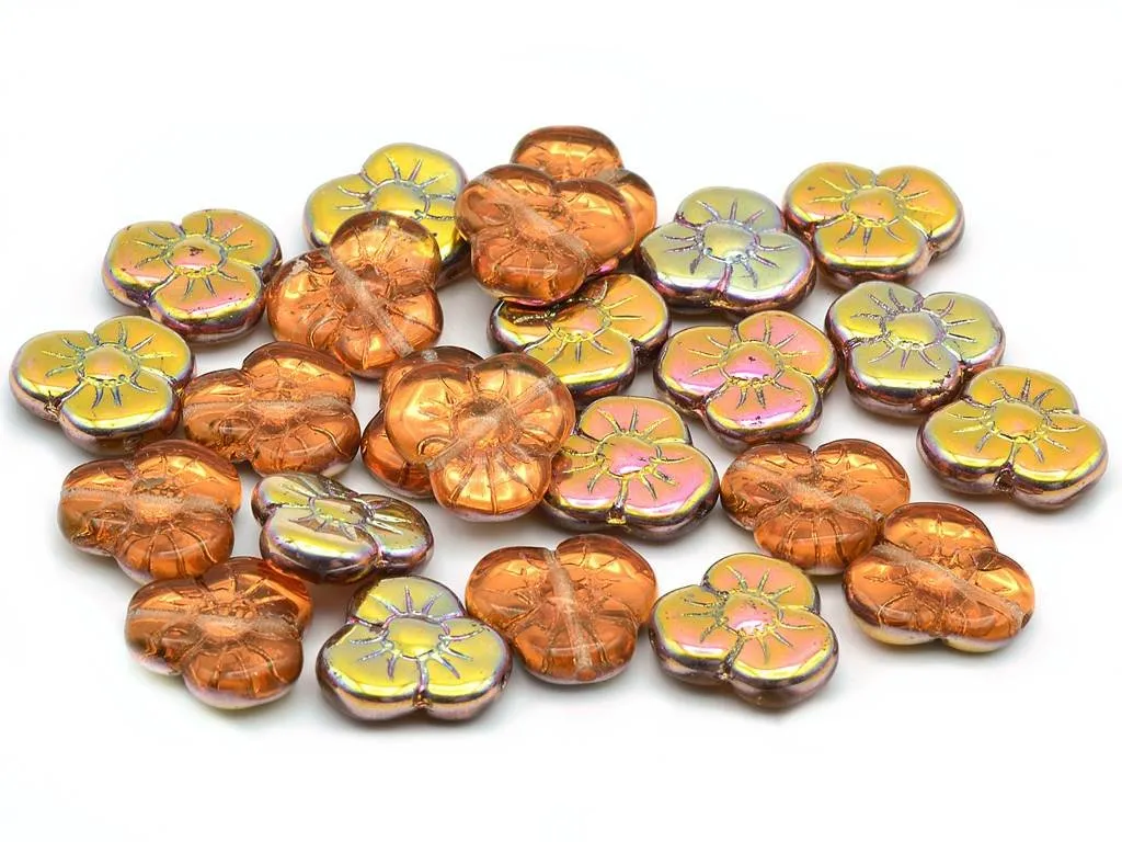 Flower Flat Beads, 70990 28009, Glass, Czech Republic