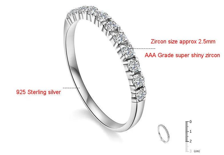 Forever Love Super Shiny Zircon Silver Plated Finger Rings
