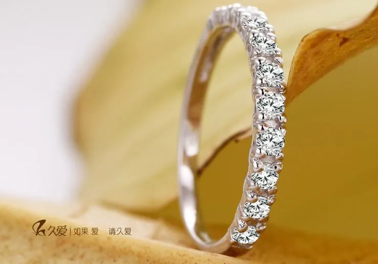 Forever Love Super Shiny Zircon Silver Plated Finger Rings