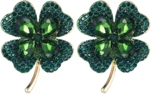 Four Leaf Clover Brooch Pin St. Patricks Day Pins Rhinestone Green Clover Leaf Brooch Pin St Patricks Day Jewelry Women St Patricks Day Accessories