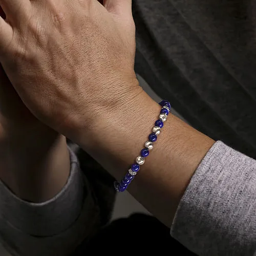 Gabriel & Co | 925 Sterling Silver and Lapis Beaded Bracelet