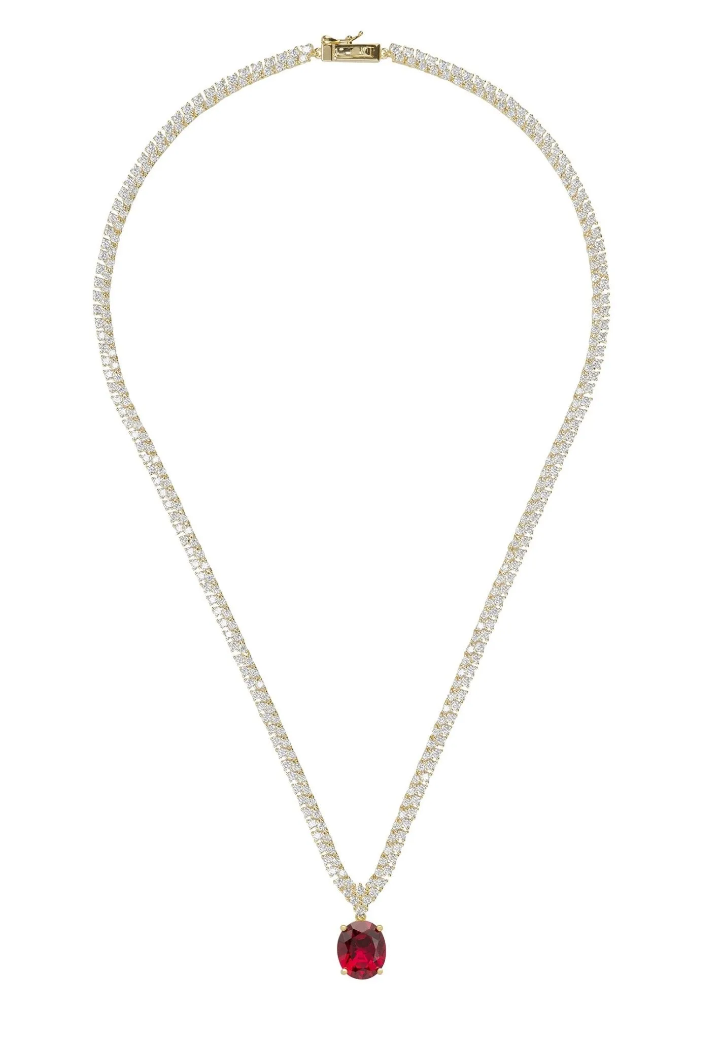 Garbo Oval Gemstone Tennis Necklace Dipped in Gold