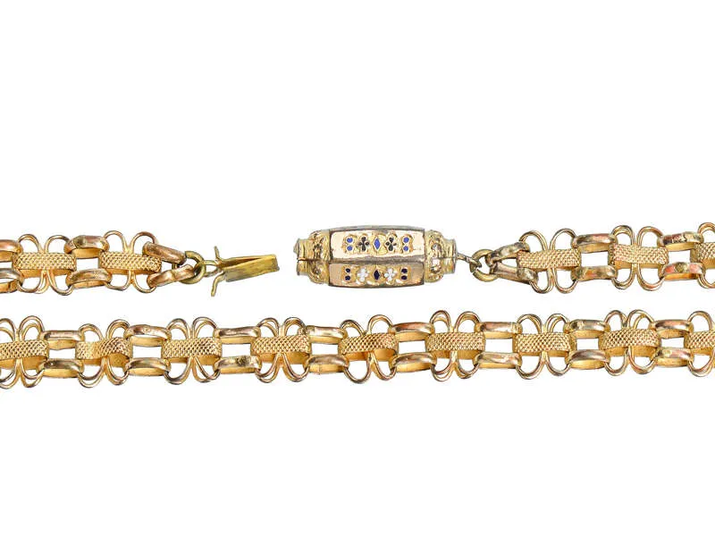 Georgian Pinchbeck Long Chain & Ornate Clasp