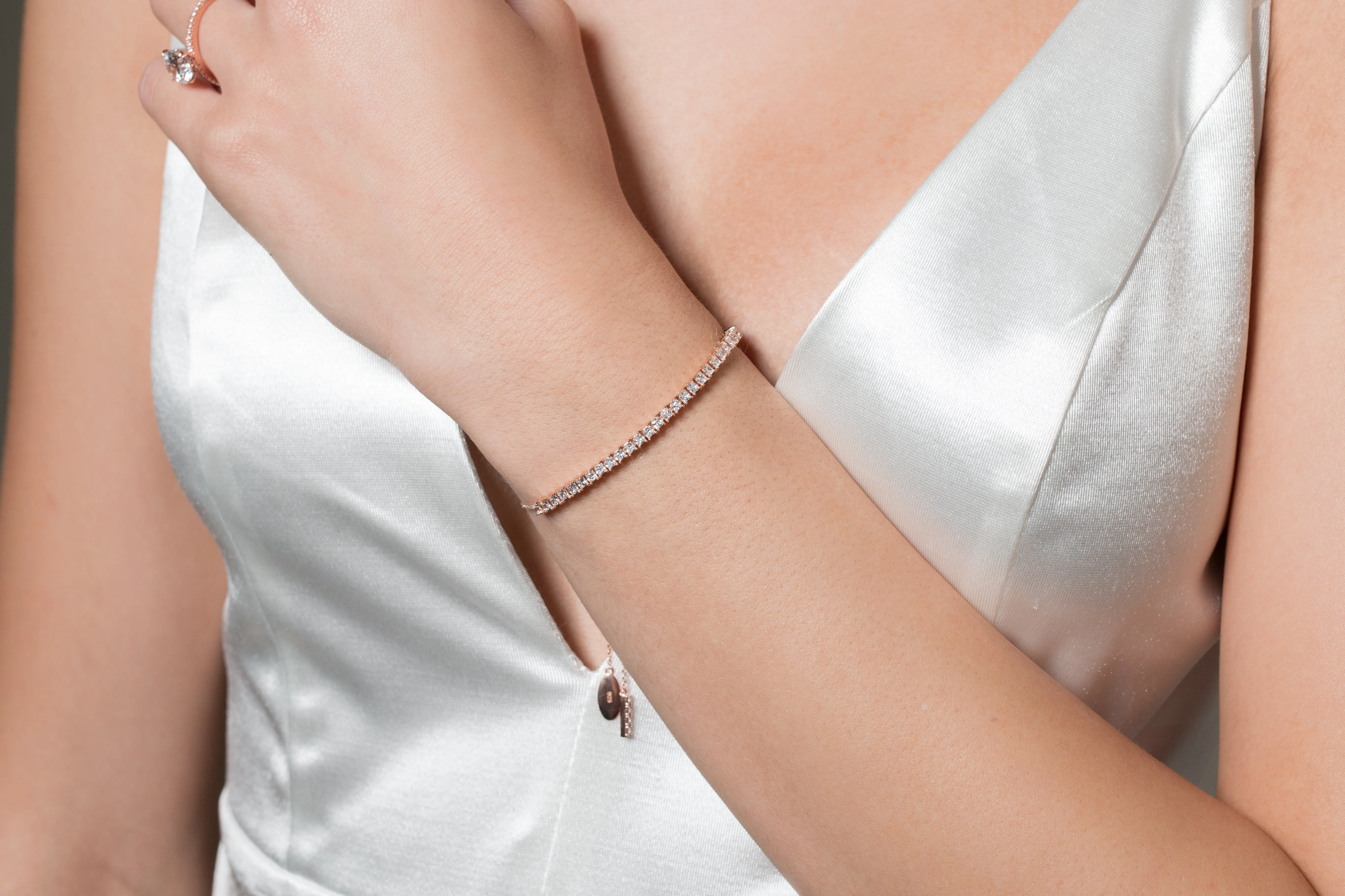 GEORGINI ICONIC BRIDAL VERA 2MM BRACELET ROSE GOLD
