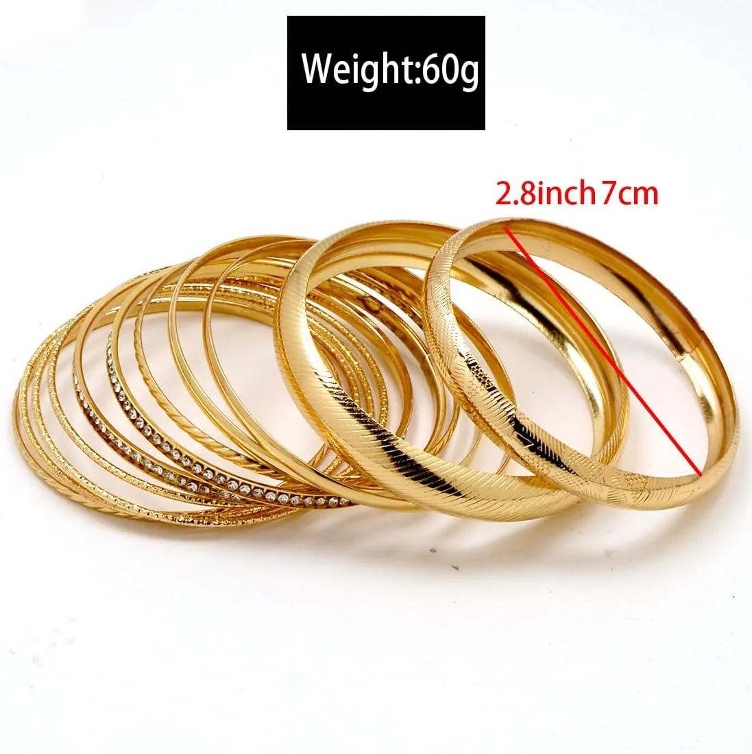 Gold Bangle Bracelets For Women, Multi Layer Stackable Textured Bracelets Set,Minimalist Textured Boho Jewelry Gift for Women