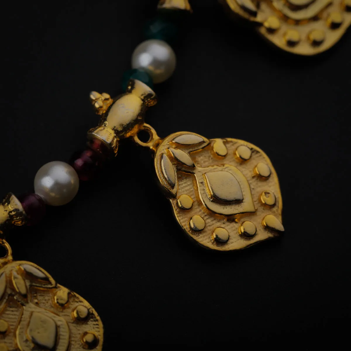 Gold Plated Silver Multicolor Necklace with Kamal Kali Motif