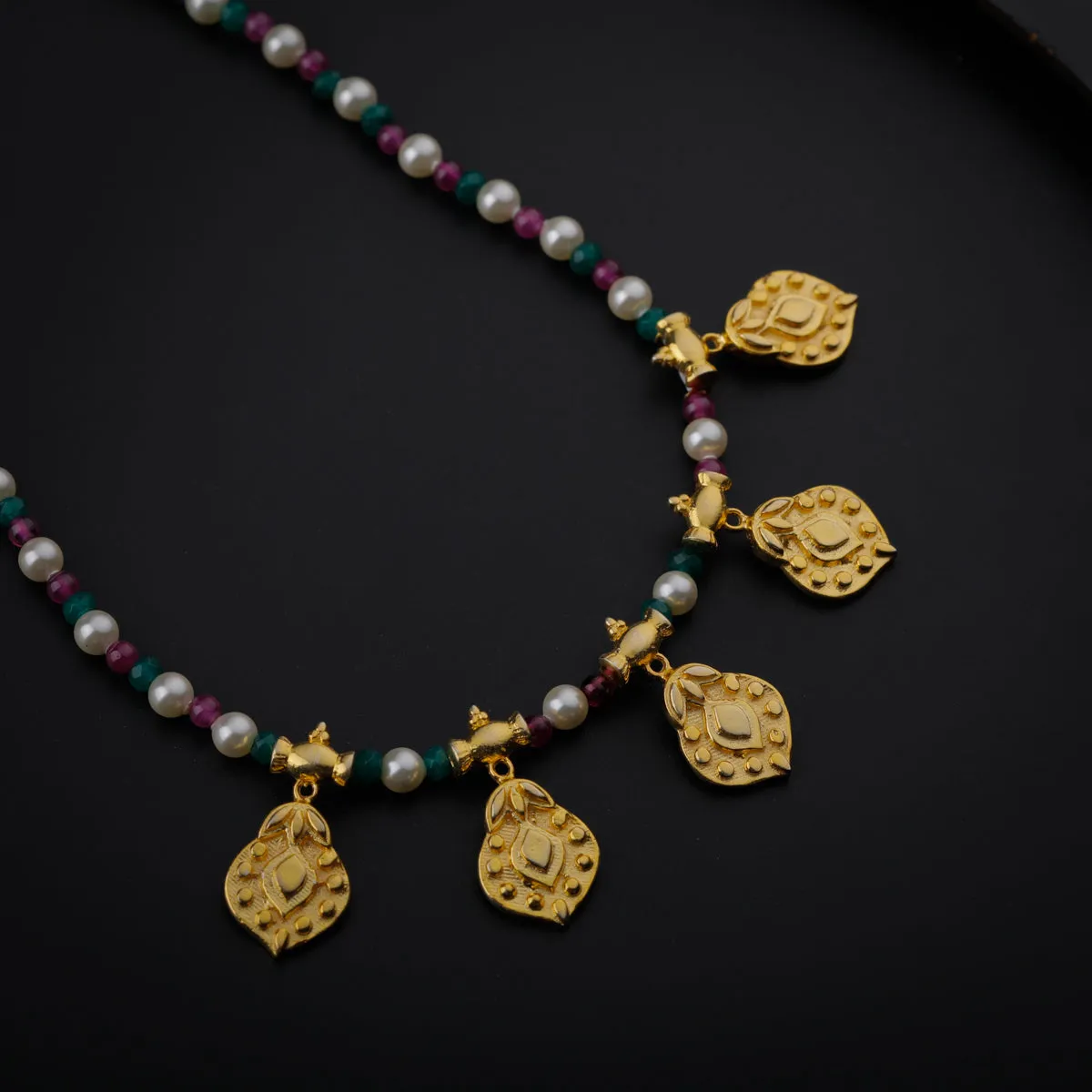 Gold Plated Silver Multicolor Necklace with Kamal Kali Motif