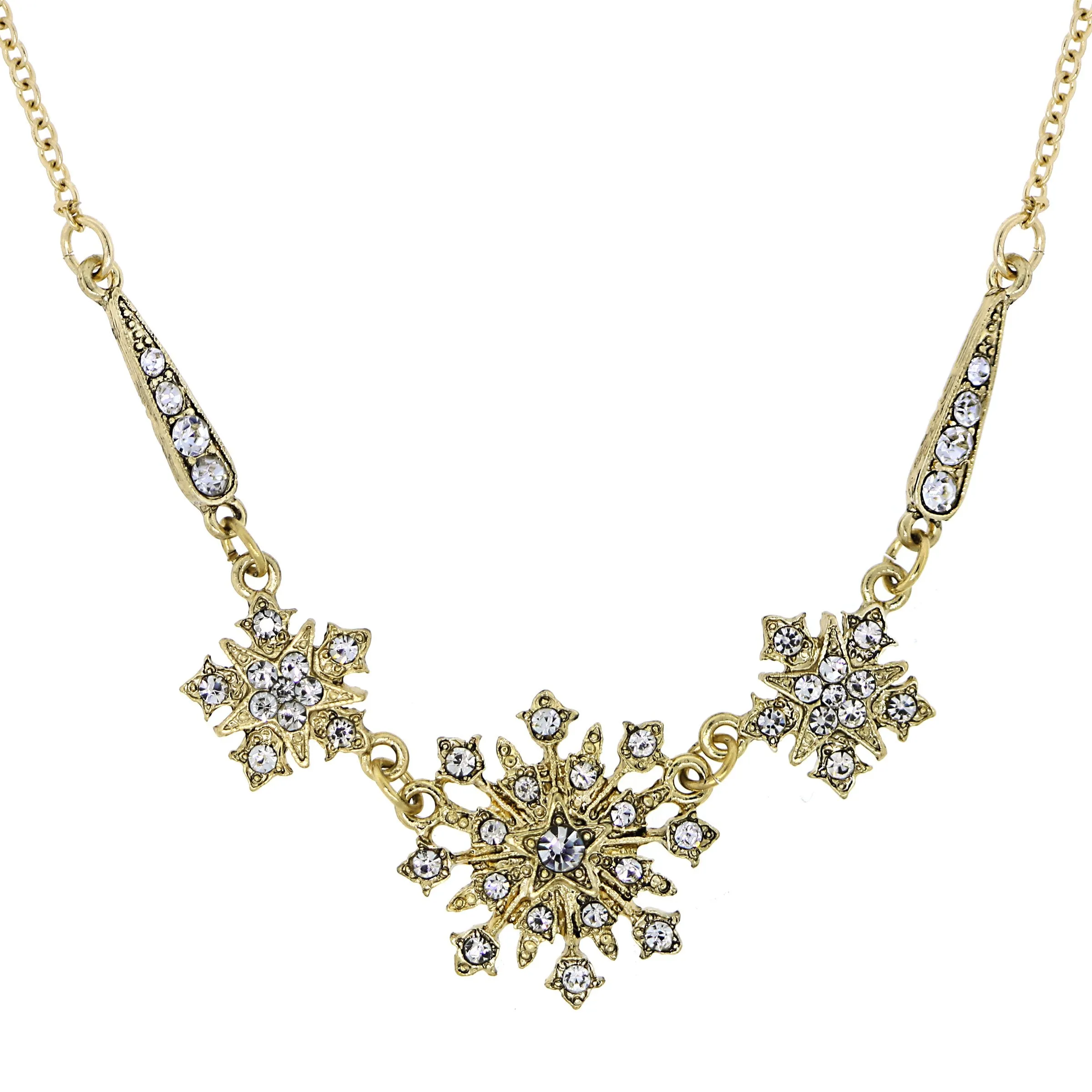 GOLD-TONE CRYSTAL BELLE EPOCH STARBURST STATEMENT NECKLACE 16 ADJ - 17544