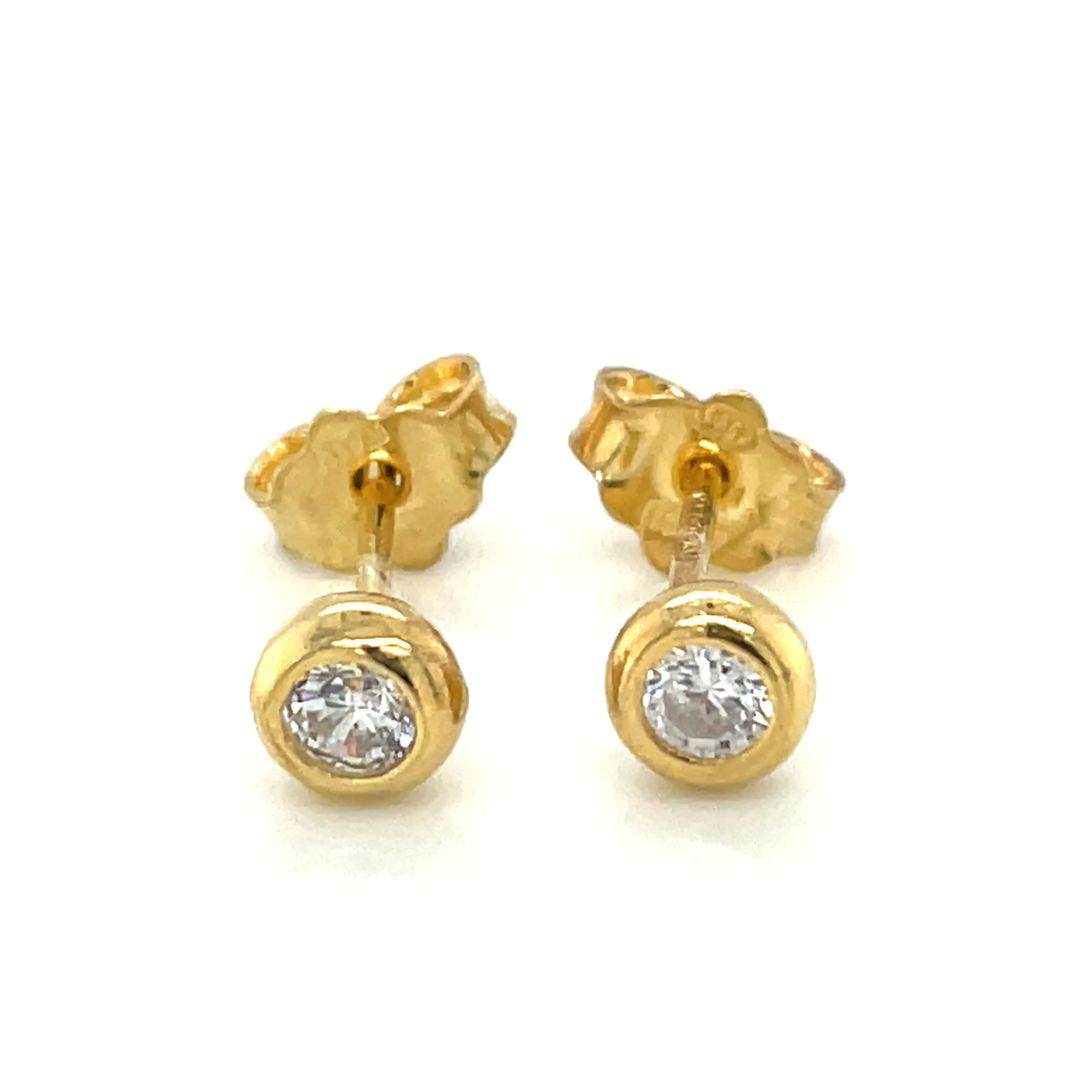 Golden Bezel Cz Stud Earrings