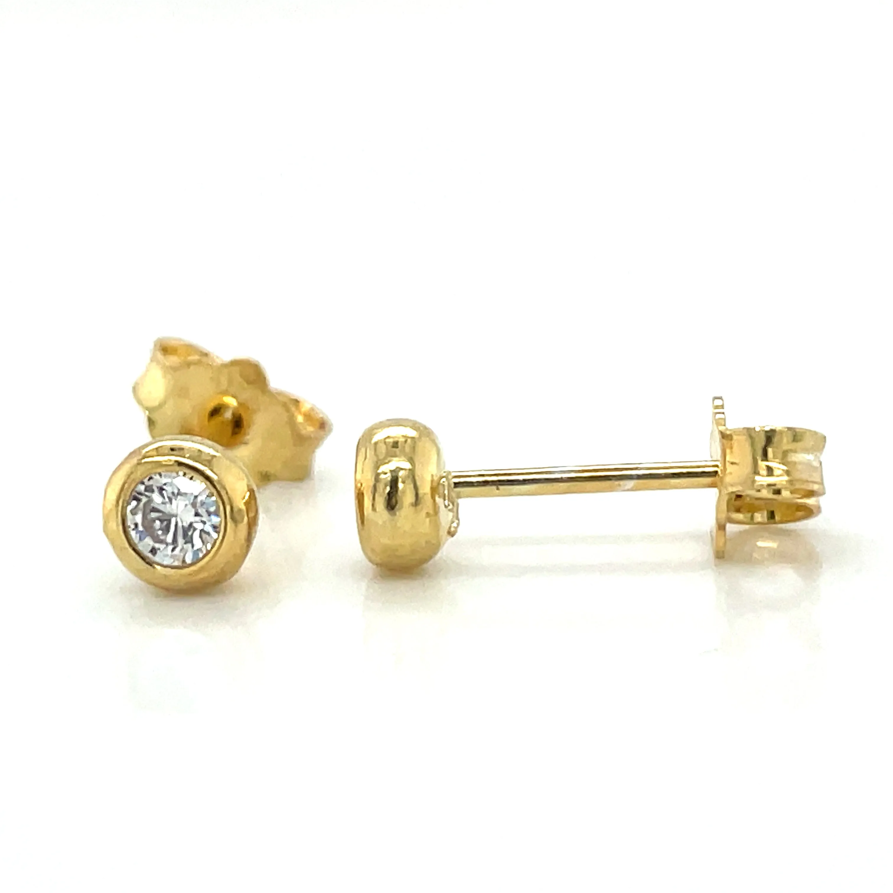 Golden Bezel Cz Stud Earrings