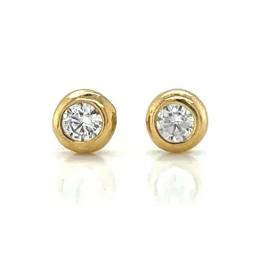 Golden Bezel Cz Stud Earrings