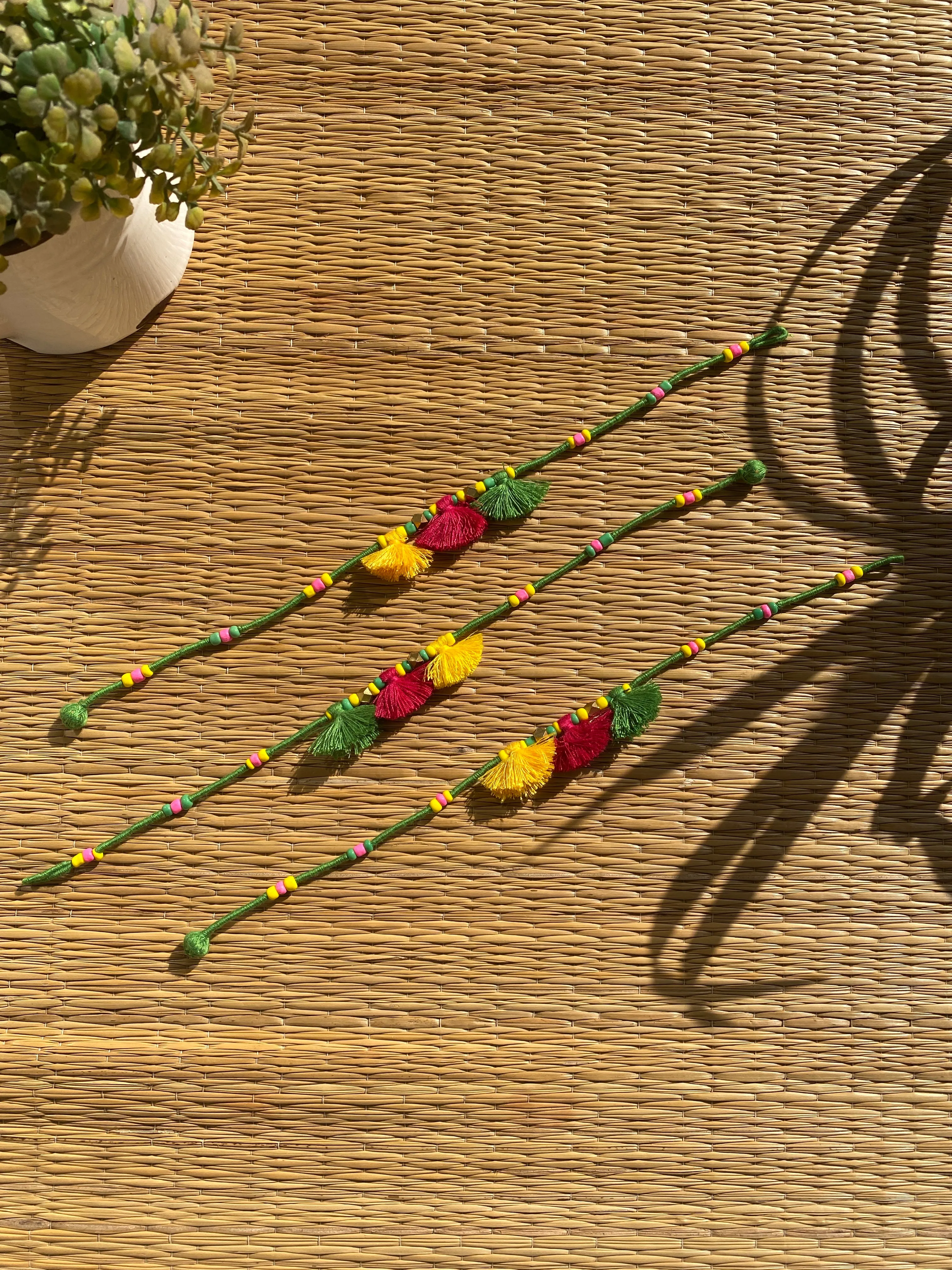 Green Multi Tassels Patwa Anklet- 1pc