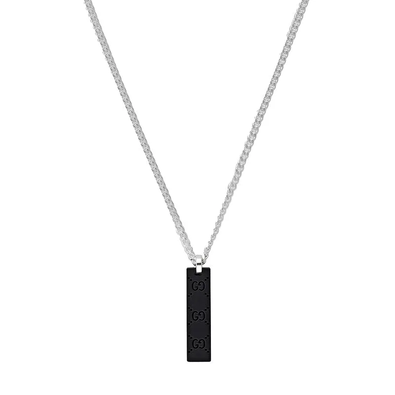 Gucci Tag Sterling Silver GG Necklace D