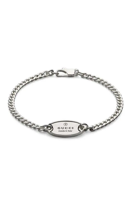 Gucci Trademark Chain Silver Bracelet with Tag YBA797152001