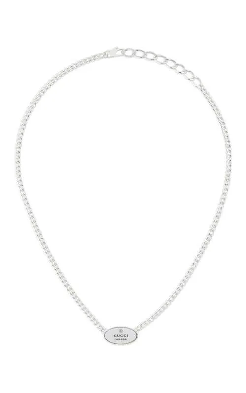 GUCCI Trademark Necklace with Oval Tag Sterling Silver YBB79714200100U