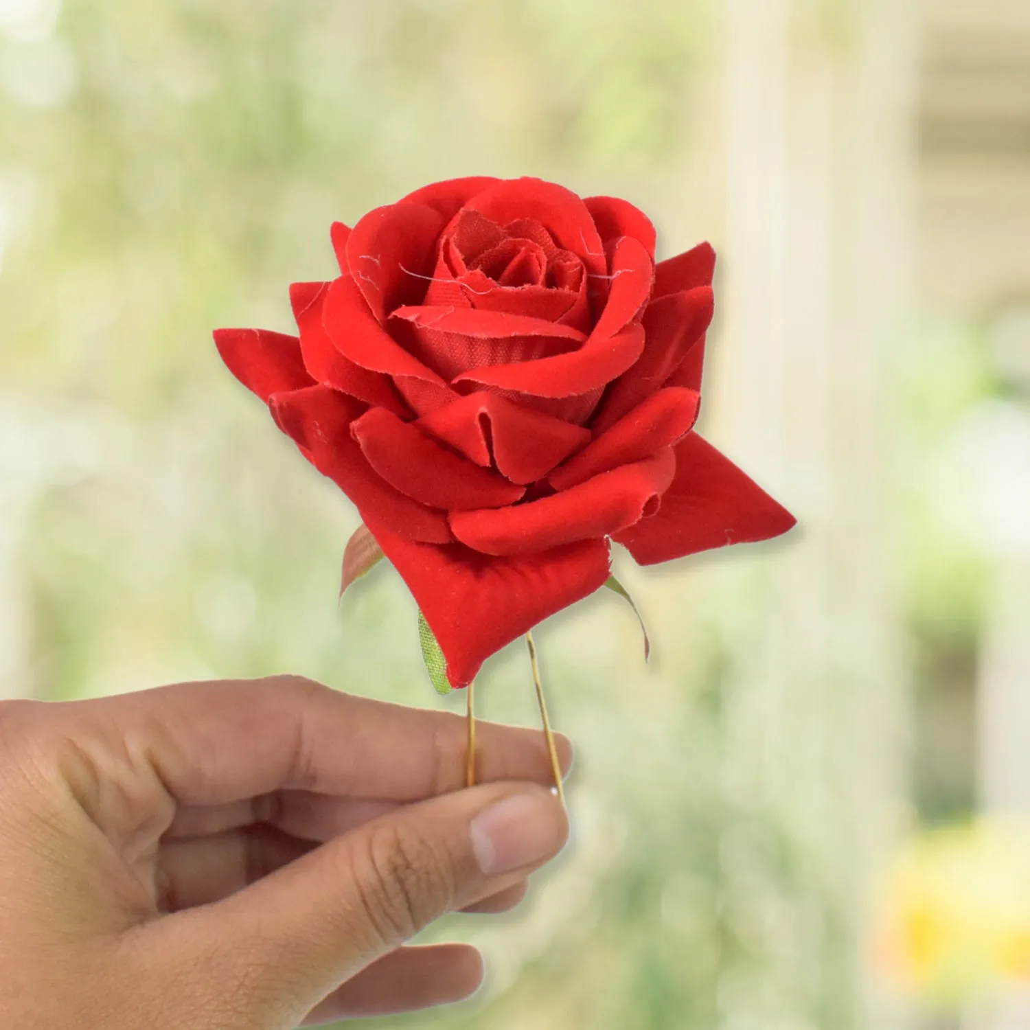 Hair Clip Red Rose Bridal Pins (12 Pcs Set)