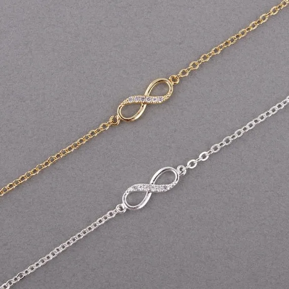 Infinity Number  8 Chain Bracelet CZ Infinity Bracelets for Women