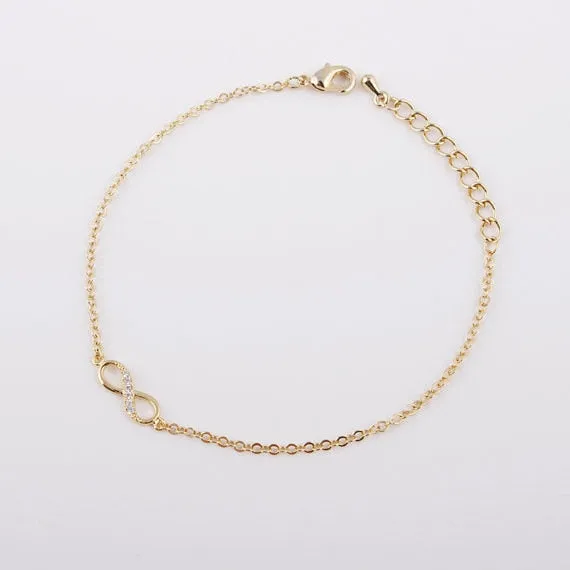 Infinity Number  8 Chain Bracelet CZ Infinity Bracelets for Women
