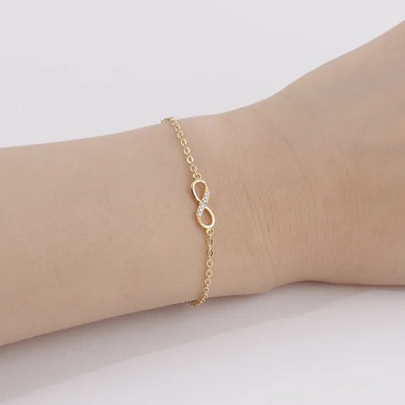 Infinity Number  8 Chain Bracelet CZ Infinity Bracelets for Women