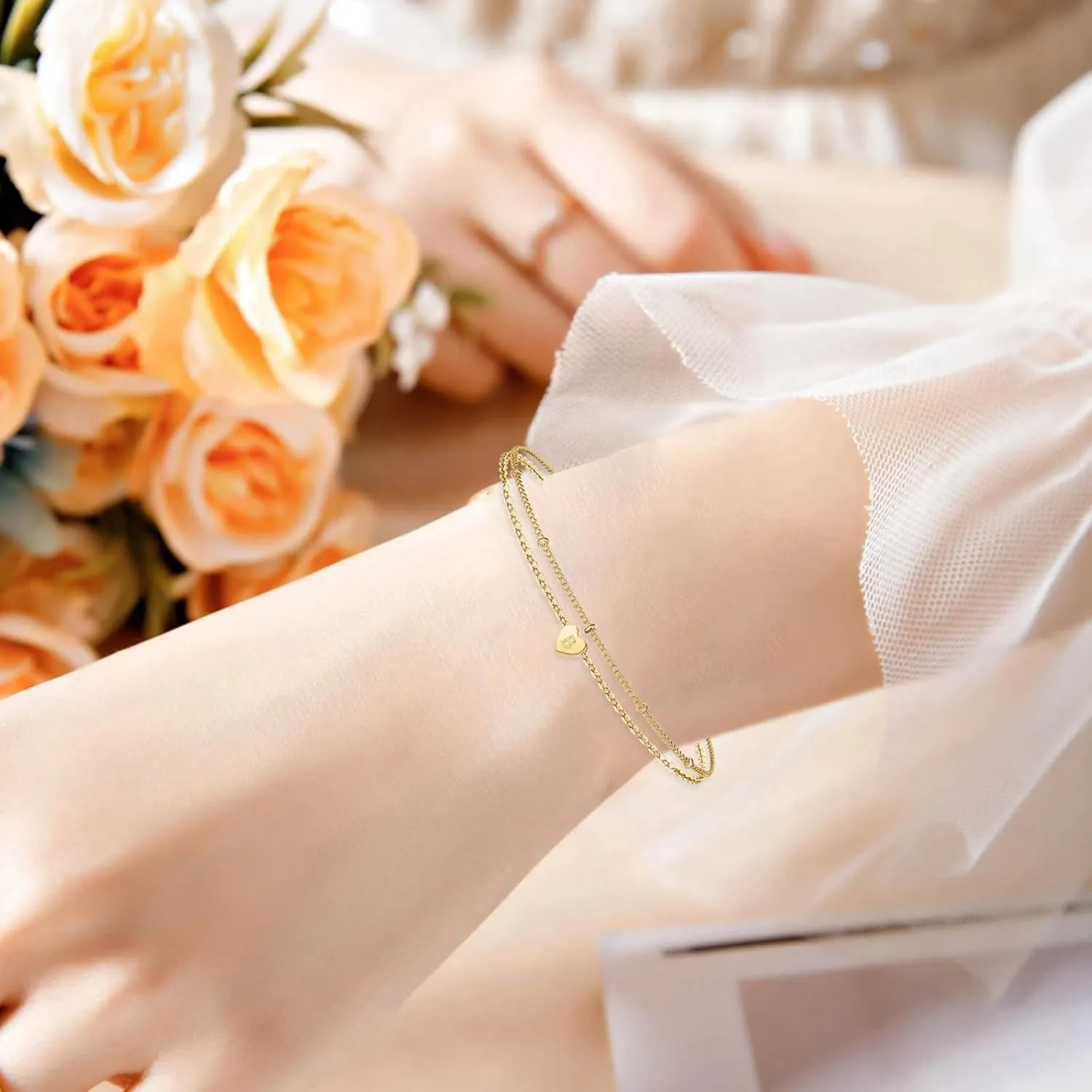 Initial Bracelets For Women Gold Letter Bracelet Layered Cute Bracelets Heart Bracelets Personalized Name Bracelets For Women Gift Bracelet For Women