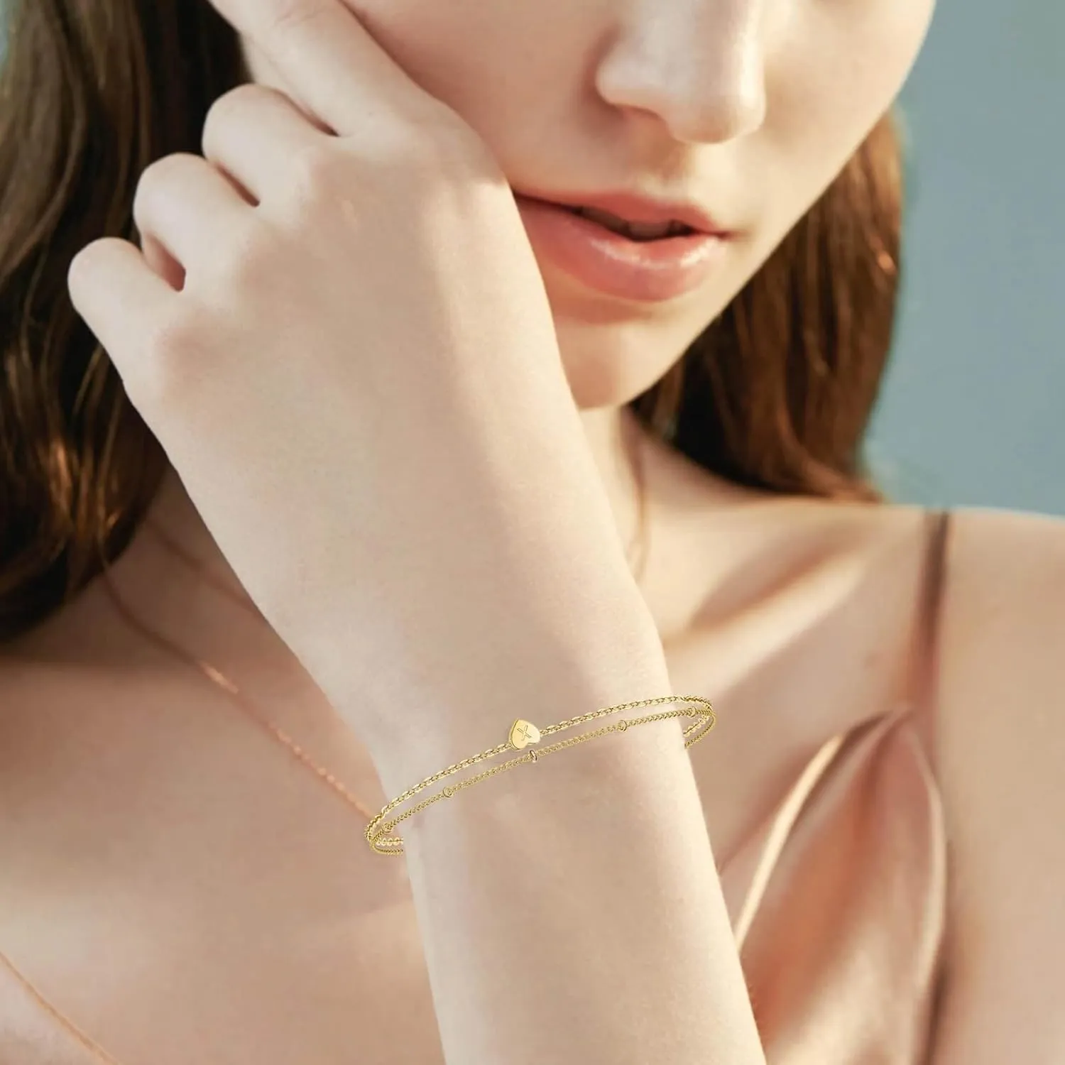 Initial Bracelets For Women Gold Letter Bracelet Layered Cute Bracelets Heart Bracelets Personalized Name Bracelets For Women Gift Bracelet For Women