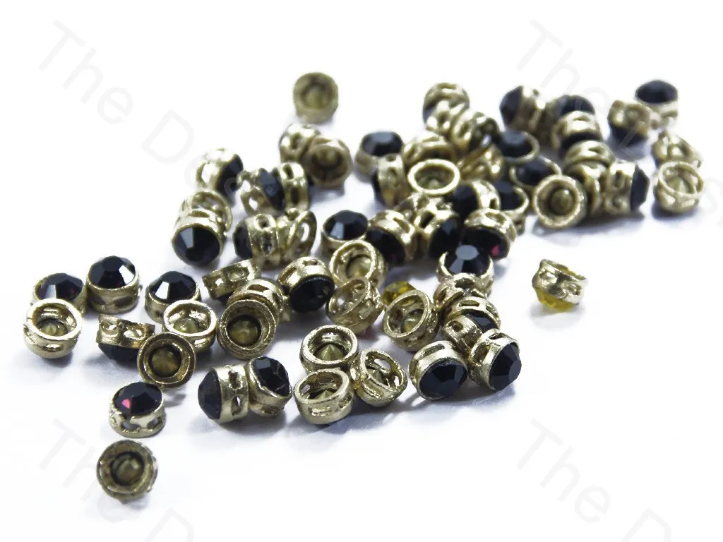 Jet Black Circular Golden Kundan Stones