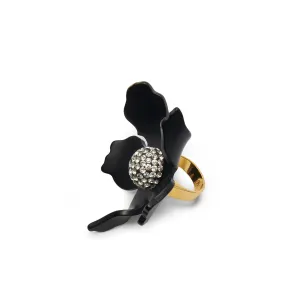 JET CRYSTAL LILY RING