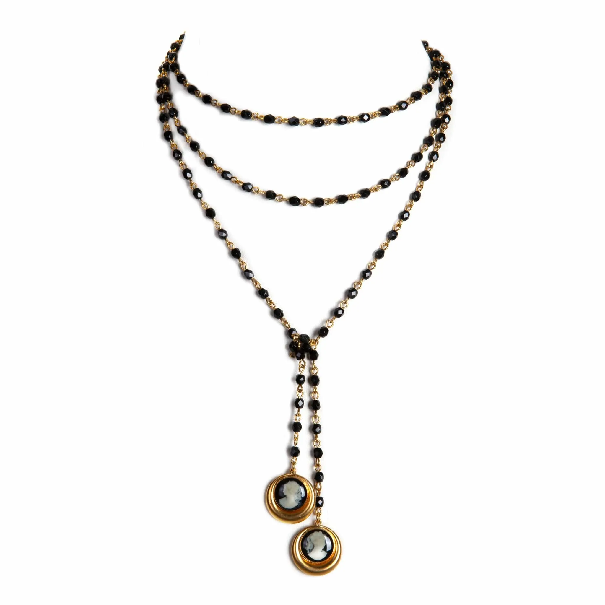 La Señora Beaded Lariat - Jet
