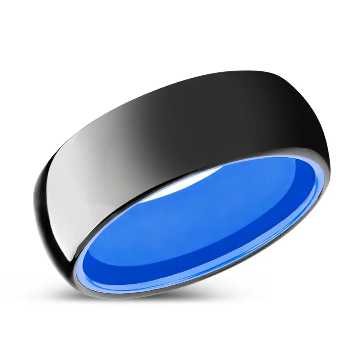 LEGION | Blue Ring, Black Tungsten Ring, Shiny, Domed