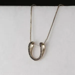 Levade - Black Moisannite Stones and Sterling Silver Horseshoe Necklace