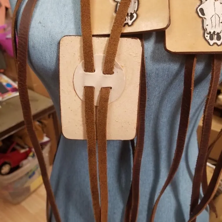Lil Bee's Bohemian Tooled Leather Jumbo Bolo Necklaces