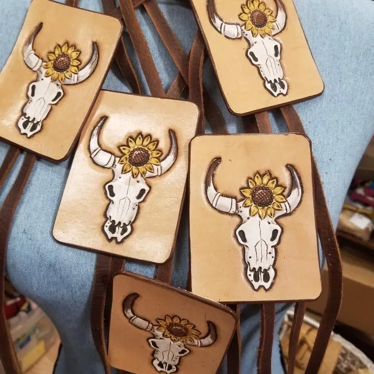 Lil Bee's Bohemian Tooled Leather Jumbo Bolo Necklaces
