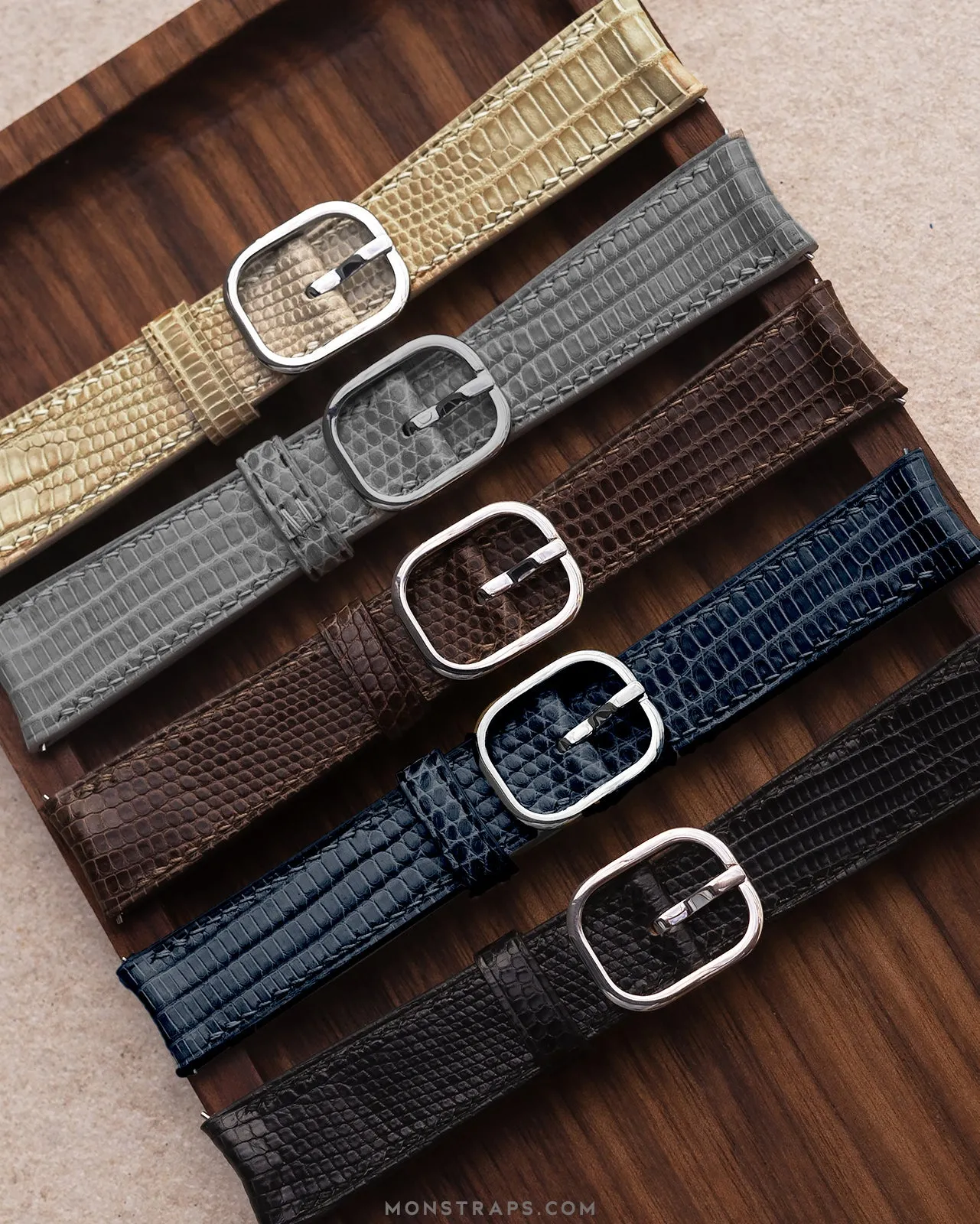 Lizard Leather Strap (Glazed, Steel Blue)