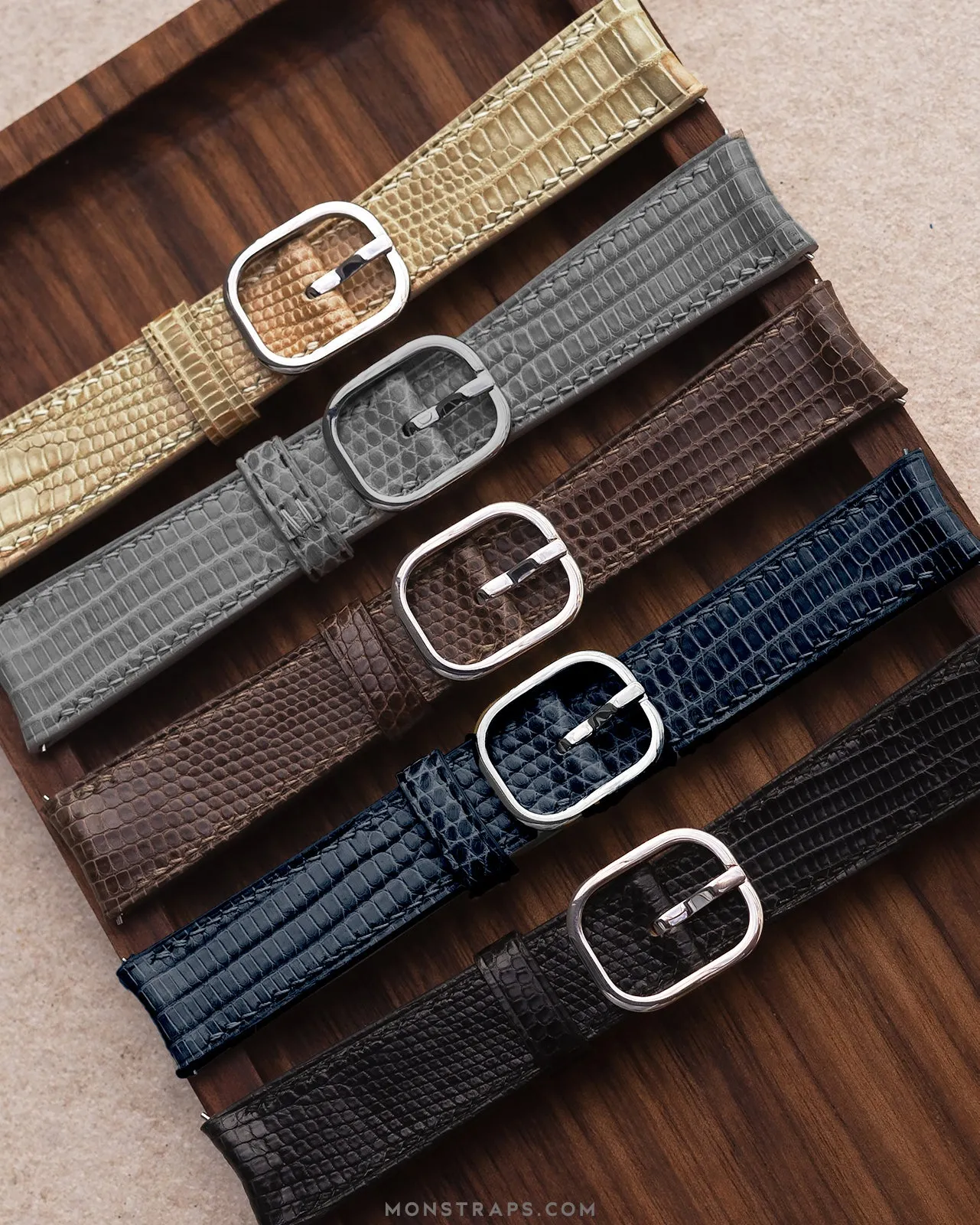 Lizard Leather Strap (Grey, Matte)