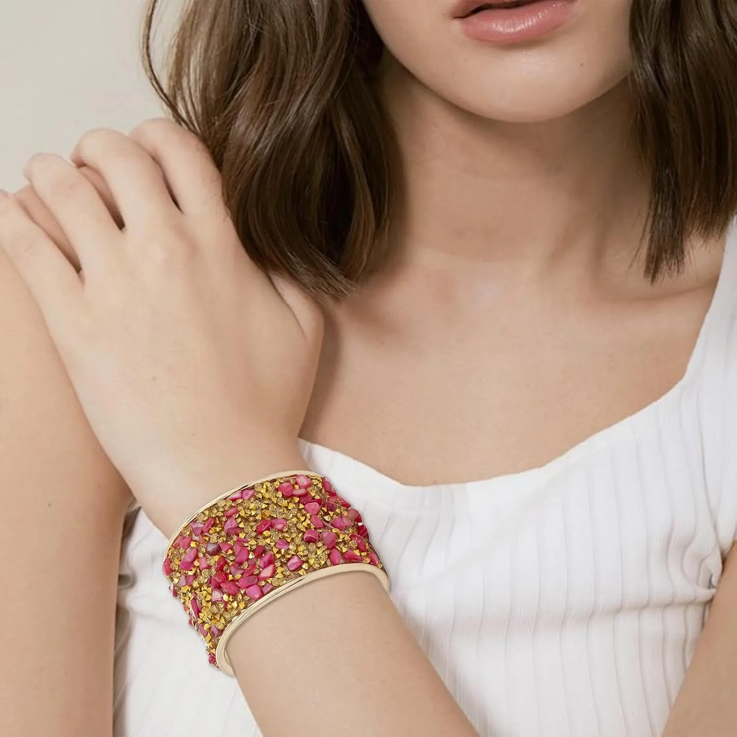 Long tiantian Gold Bangles for Women Bangle Bracelets Chunky Bangles Bracelets Non Tarnish Gold/Silver Bracelet for Women Trendy Jewelry Gifts