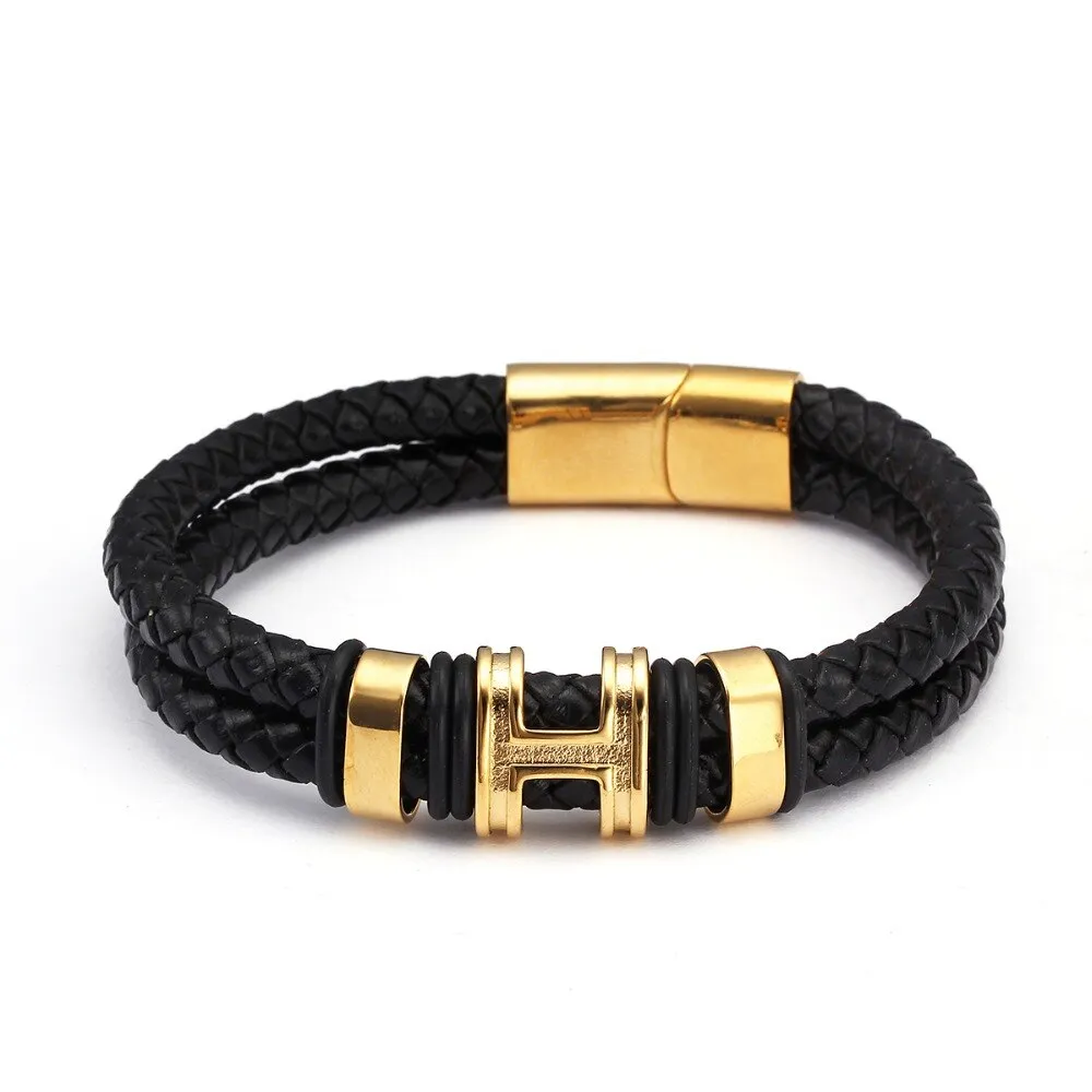 Luxury Brand Men Women Genuine Leather Charm Bracelets