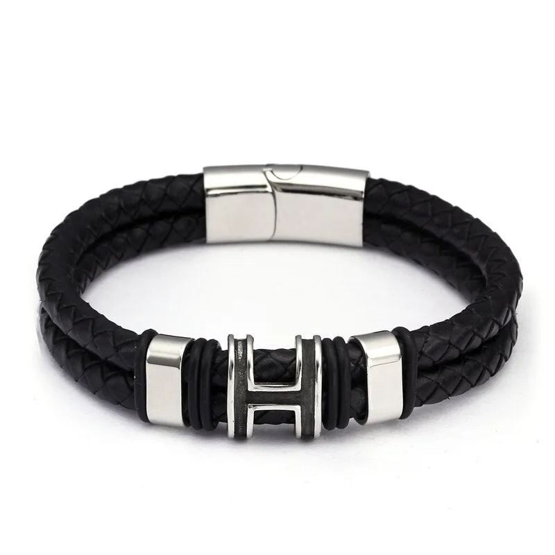 Luxury Brand Men Women Genuine Leather Charm Bracelets