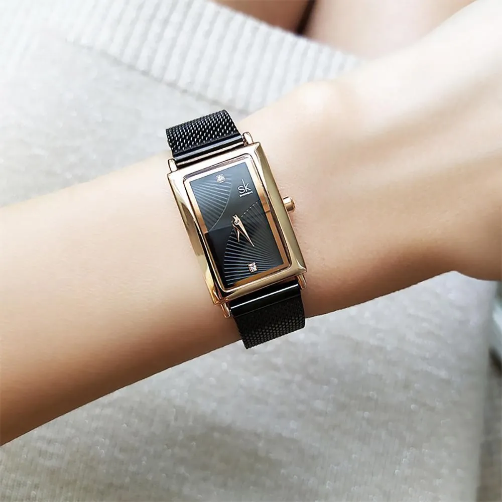 Luxury Brand Stainless Steel Rectangle Quartz Watch