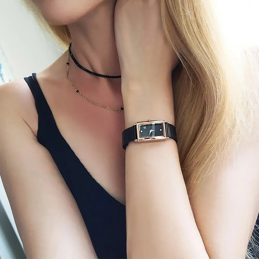 Luxury Brand Stainless Steel Rectangle Quartz Watch